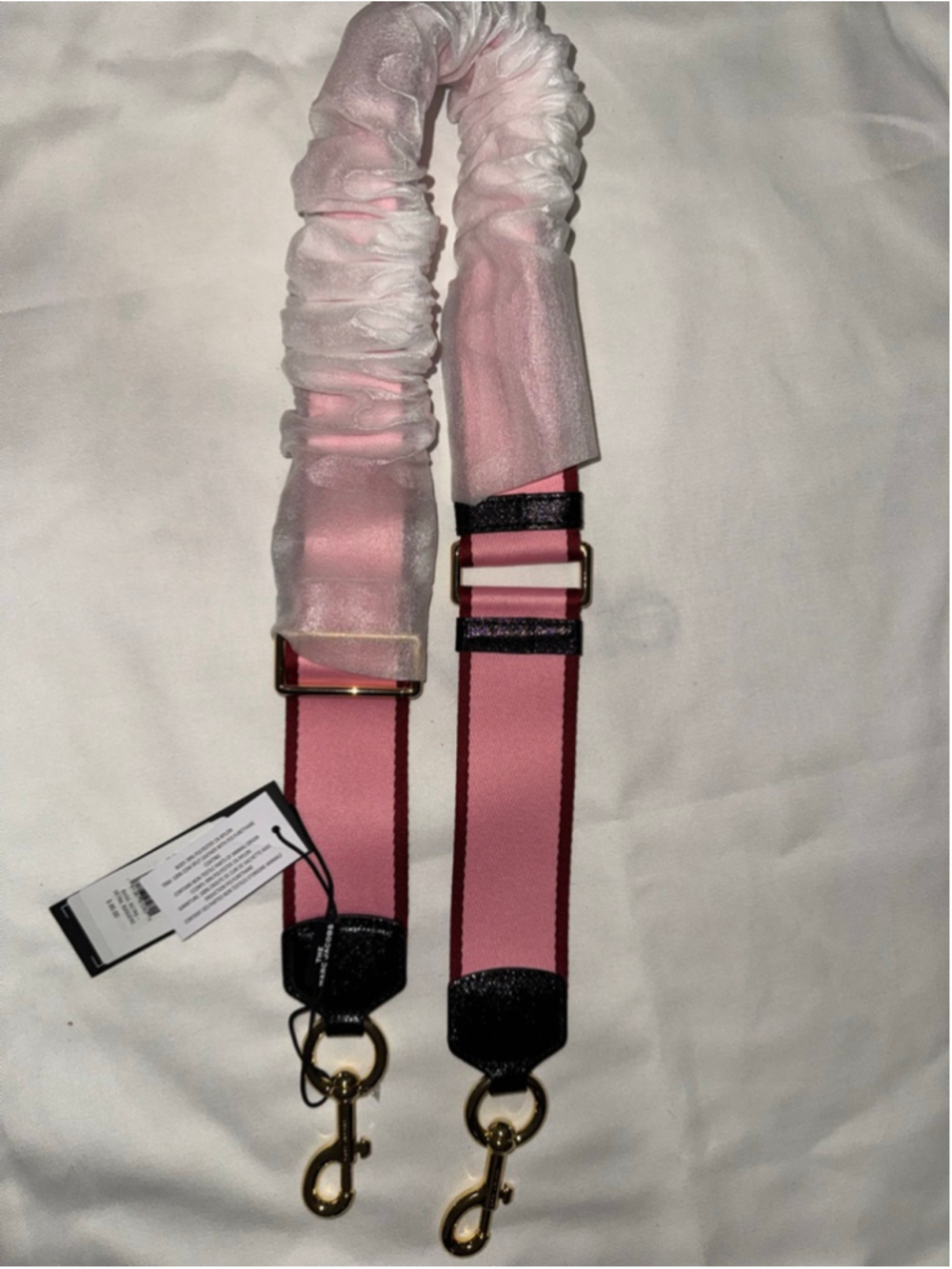 Marc Jacobs Pink Stripe Adjustable Bag Strap Gold Hardware NWT - Picture 2 of 4